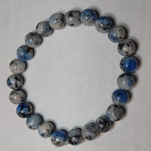 Blue Spotted Jade round stone beaded bracelet #3